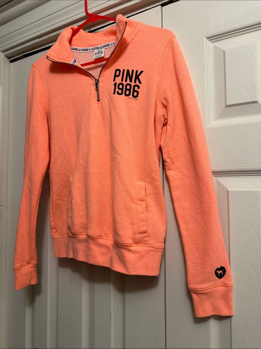 PINK Victoria's Secret Coral Half-Zip Pullover Sweater